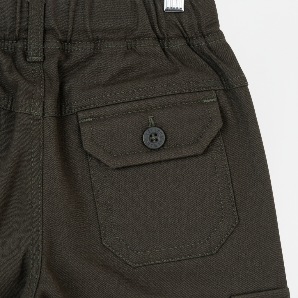 Kids Olive Cargo Pants – Elastic Waist