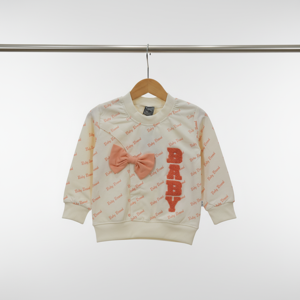 Baby Girls Peach Bow Tracksuit Set