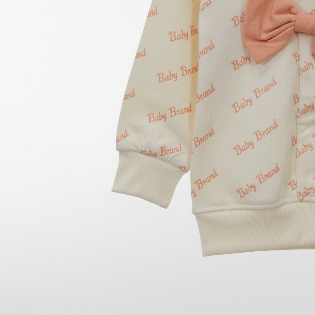 Baby Girls Peach Bow Tracksuit Set