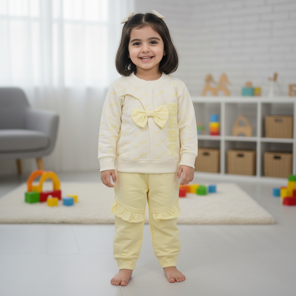 Baby Girls Yellow Bow Tracksuit Set