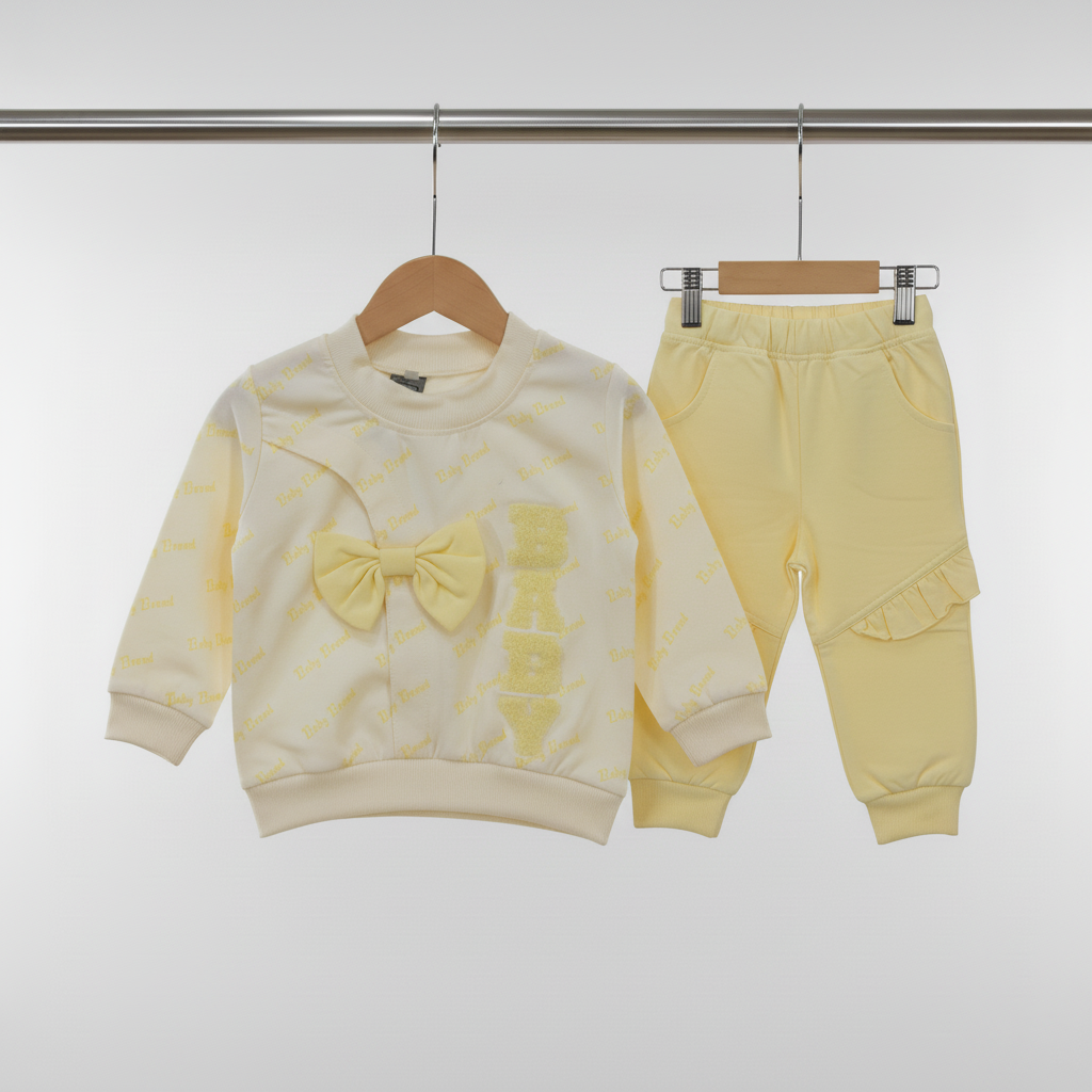 Baby Girls Yellow Bow Tracksuit Set