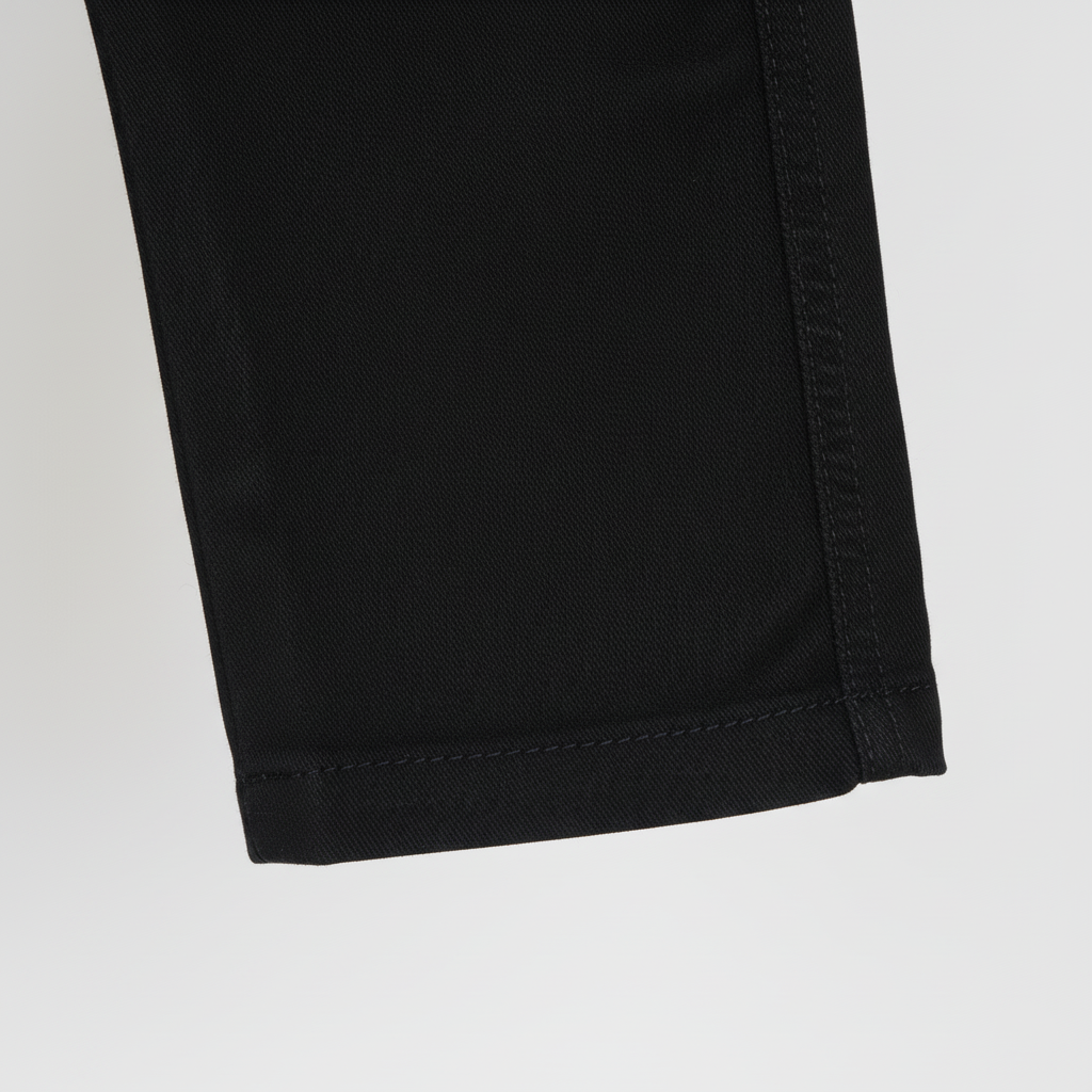 Kids Black Cotton Pull‑On Pants