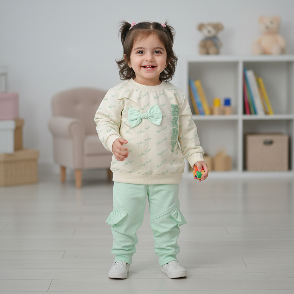Baby Girls Green Bow Tracksuit Set
