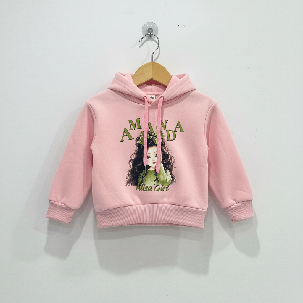 Girls Imported Pink Fleece Graphic Hoodie
