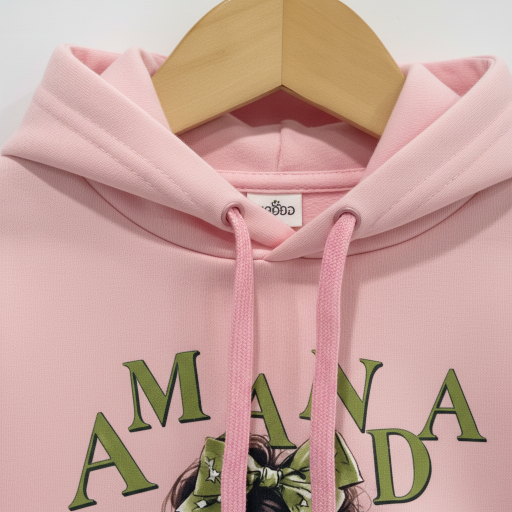 Girls Imported Pink Fleece Graphic Hoodie