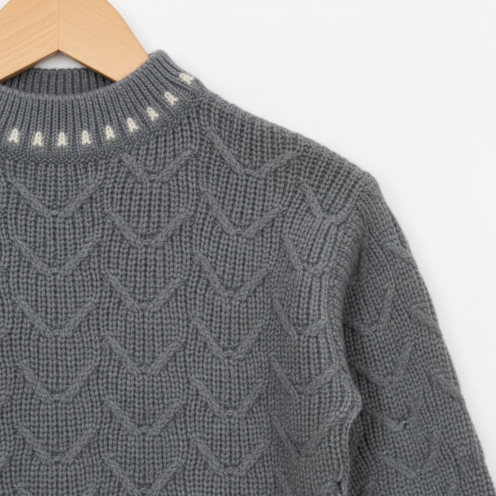 Kids Grey Knitted Sweater with Pattern