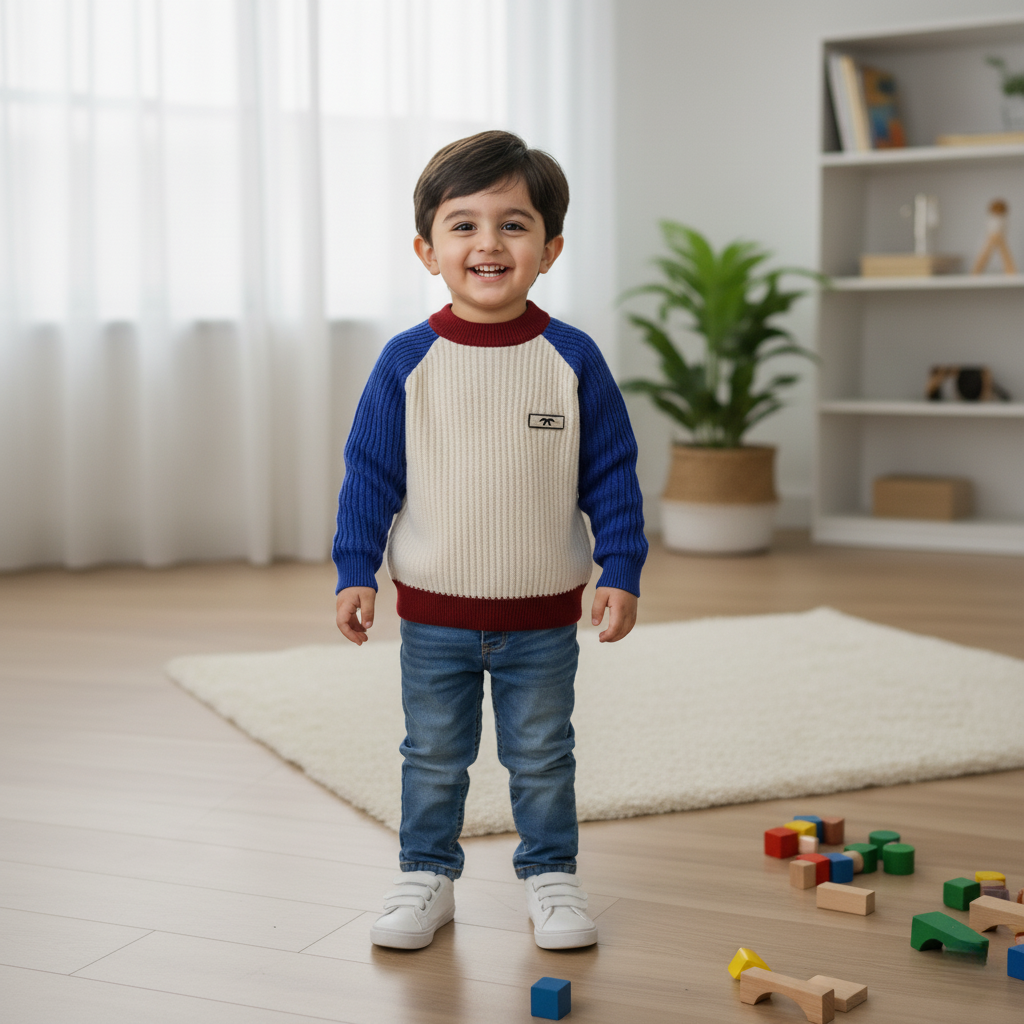Kids Color Block Knit Sweater