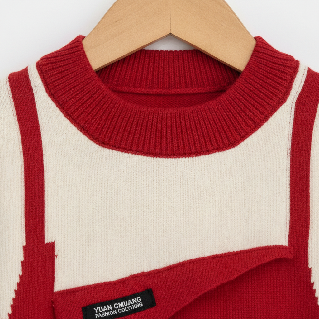 Girls Imported Red & Cream Knit Sweater Dress