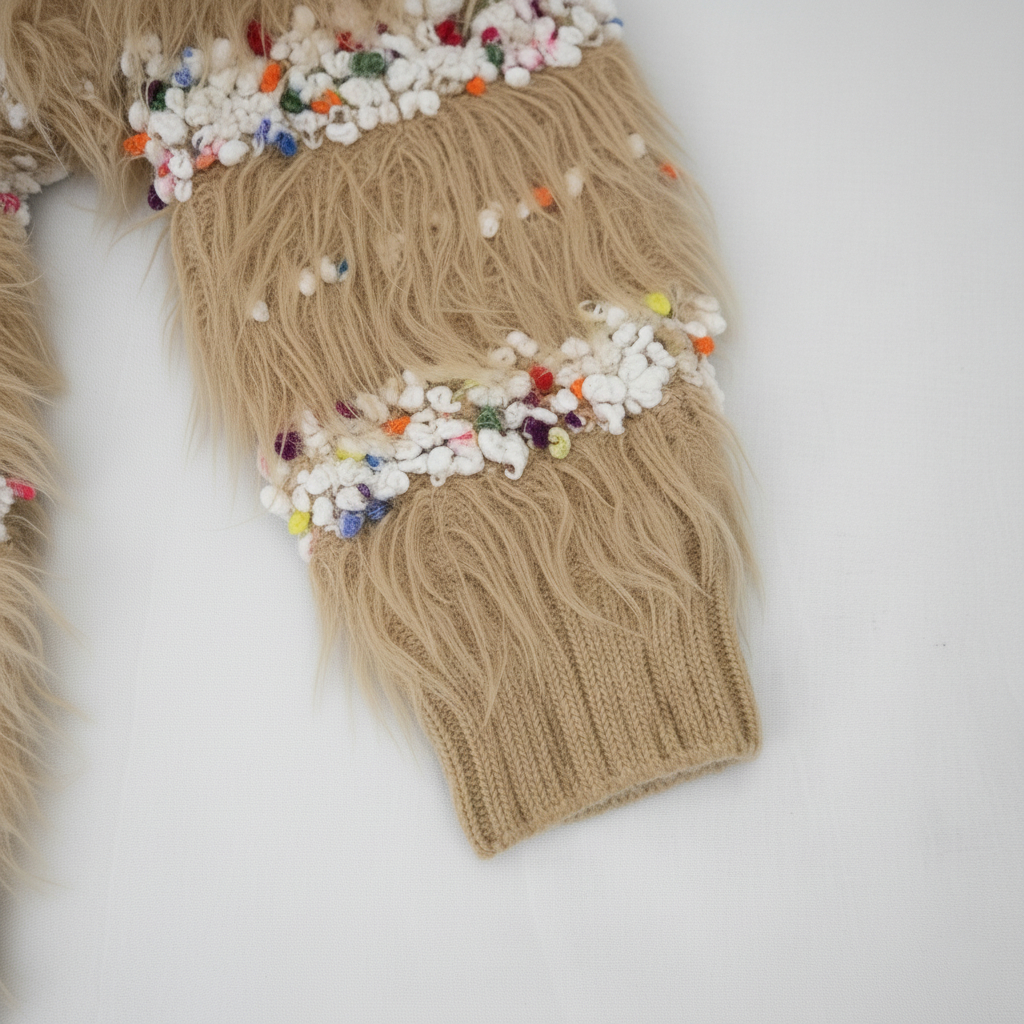 Kids Fuzzy Knit Sweater with Colorful Accents