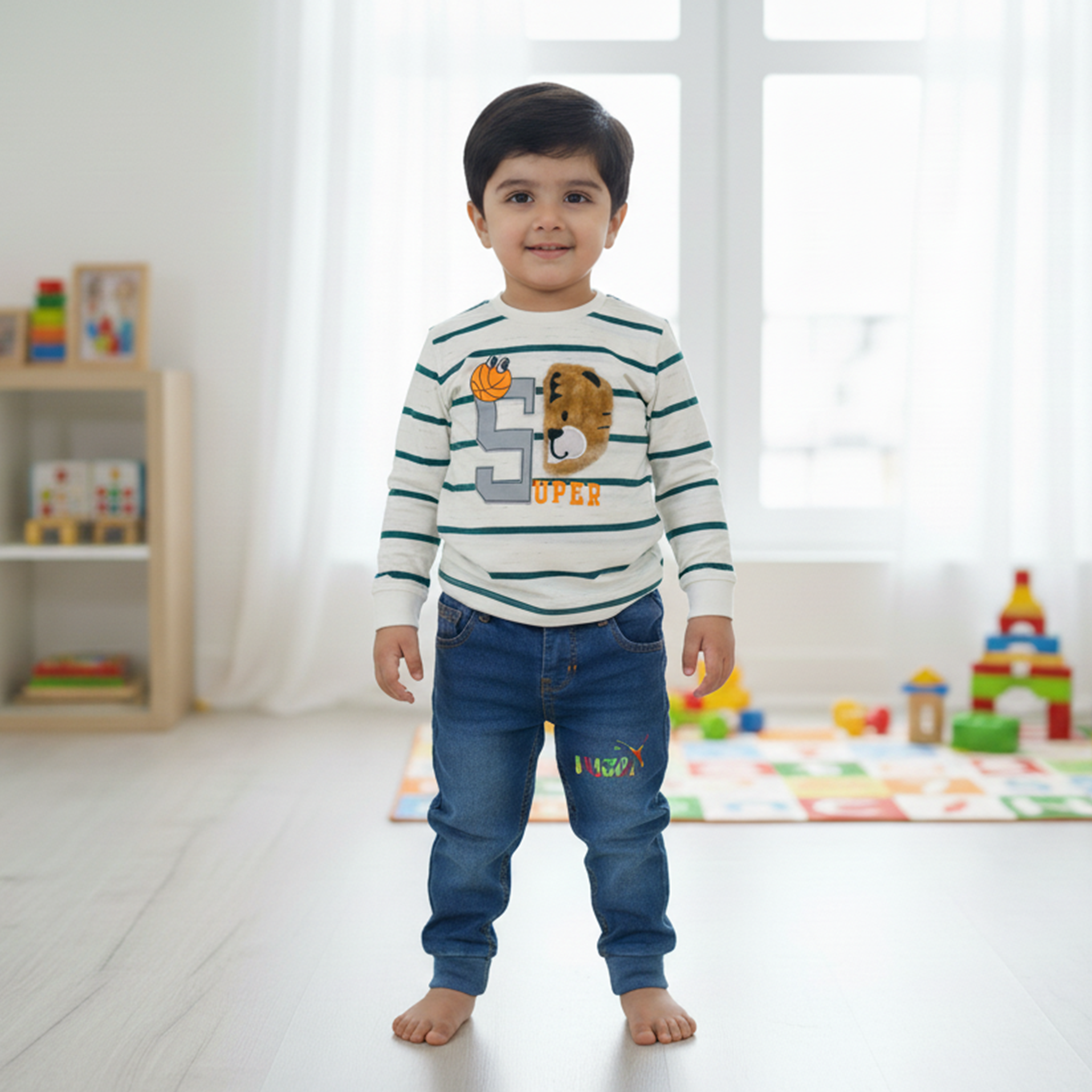 Kids Bear Stripe 2-Piece Outfit Set