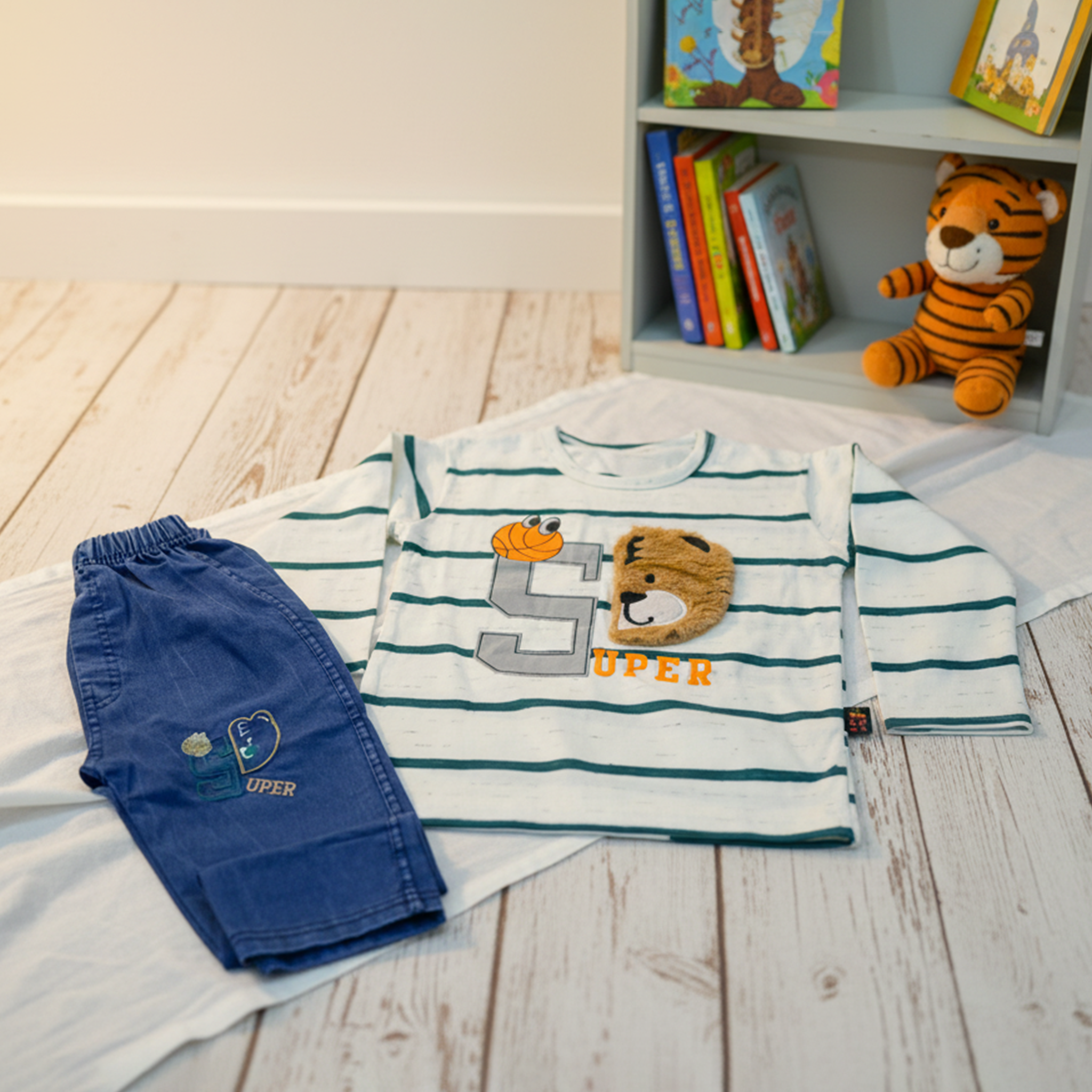 Kids Bear Stripe 2-Piece Outfit Set