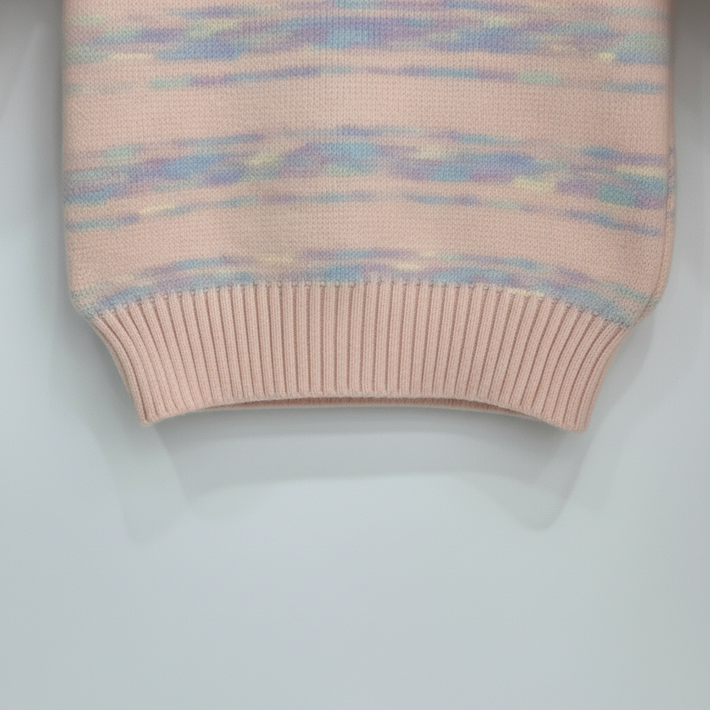 Girls Imported Pink Pastel Stripe Knit Sweater