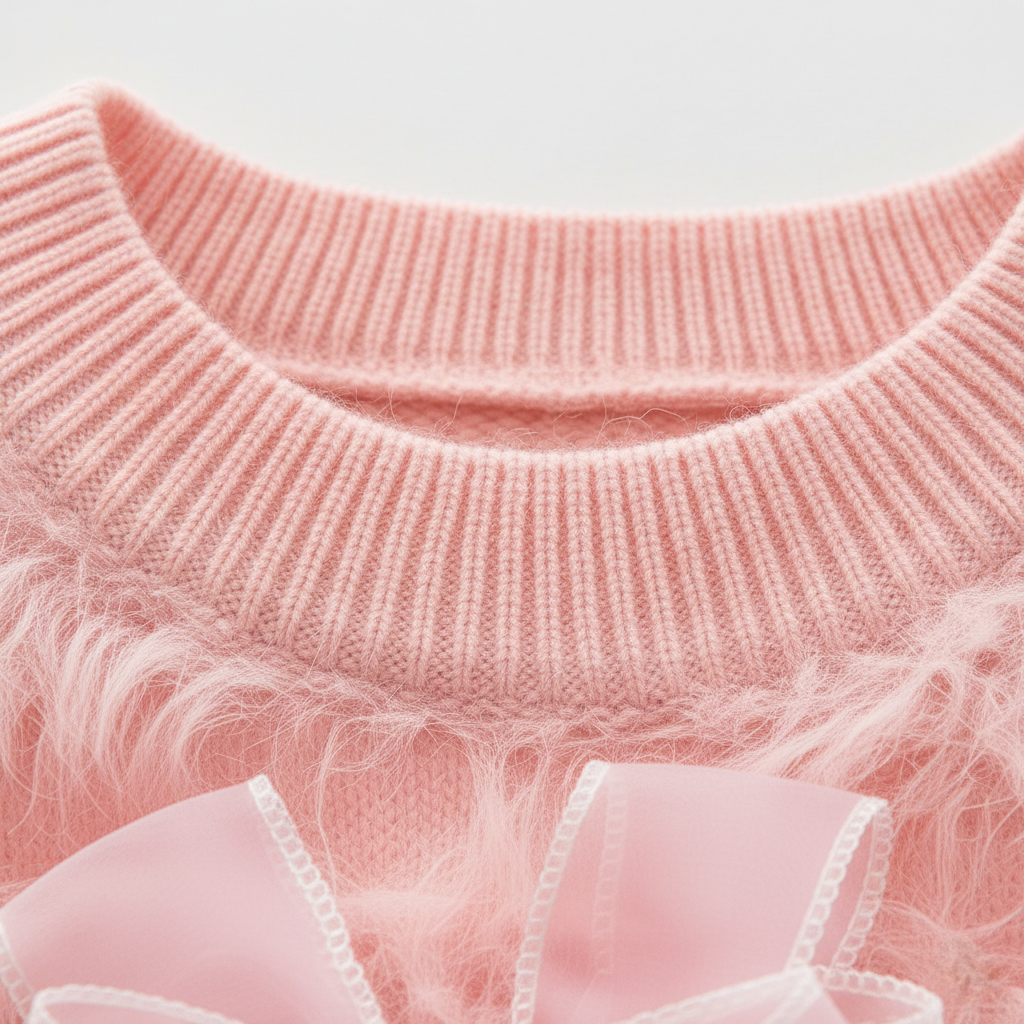 Kids Fuzzy Pink Bow Sweater – Soft Knit