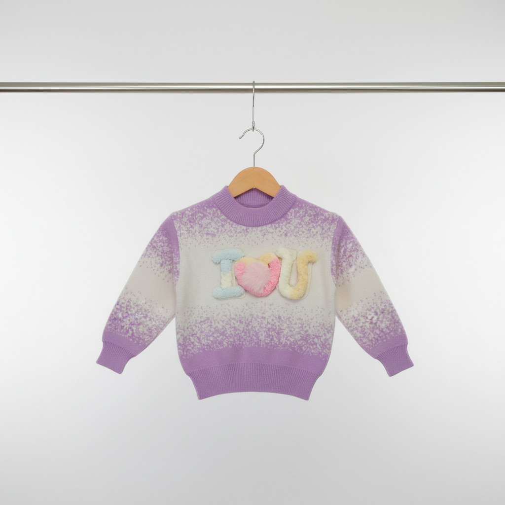 Kids Lavender Ombre “I Love U” Sweater