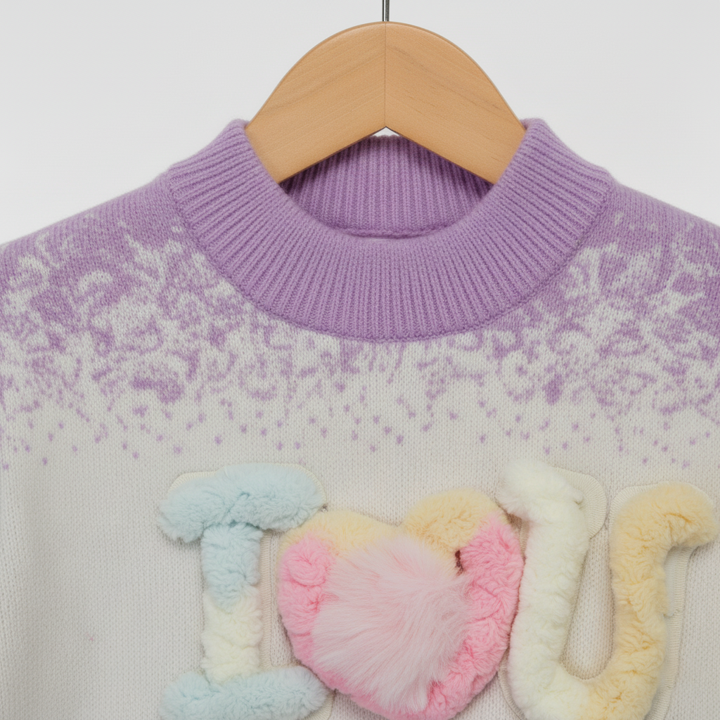 Kids Lavender Ombre “I Love U” Sweater