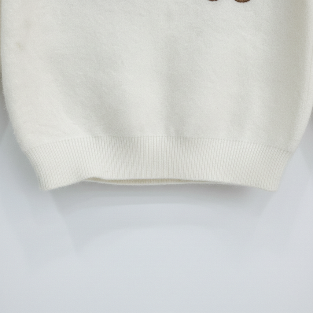 Girls Imported Bunny Trio Appliqué Knit Sweater