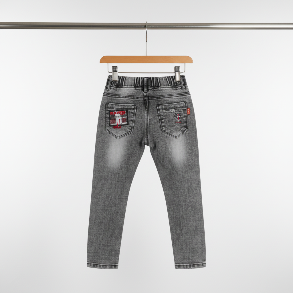 Boys Embroidered Jeans - Charcoal gray