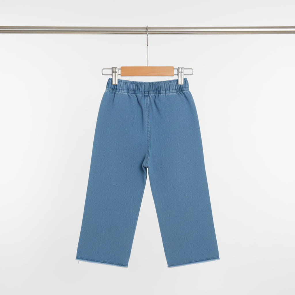 Kids Butterfly Embroidered Denim Pants – Blue