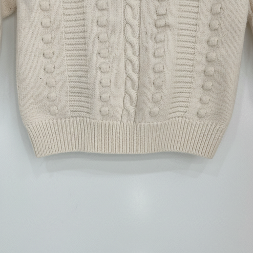 Girls Imported Ivory Cable Knit Sweater