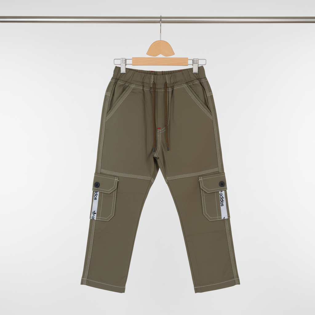 Boys Cotton Cargor Pants - Olive Green