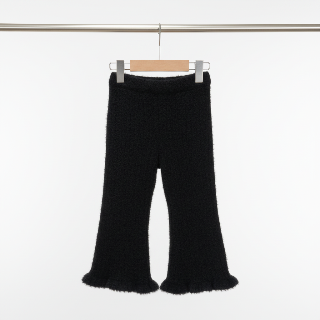 Girls Pearl Bow Sweater & Flare Pants 2‑Piece Set