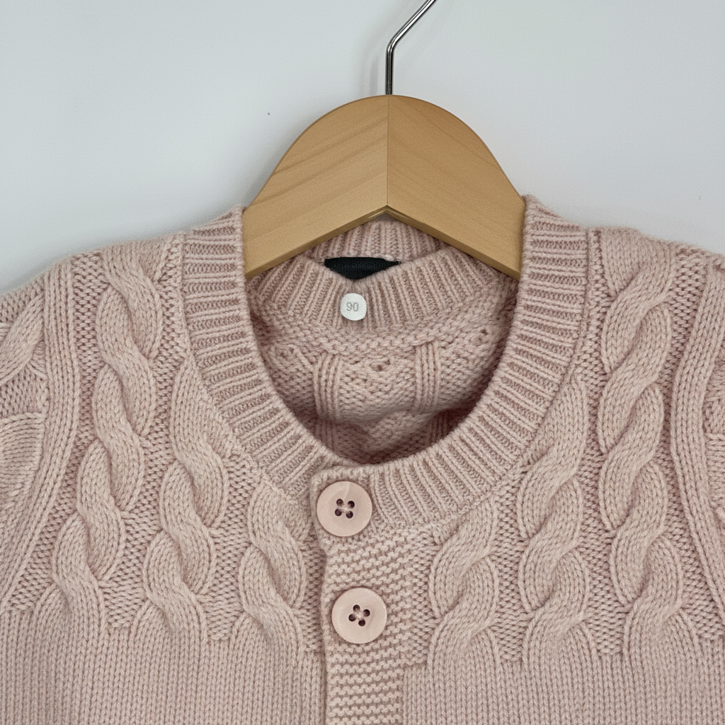 Girls Imported Blush Cable Knit Cardigan