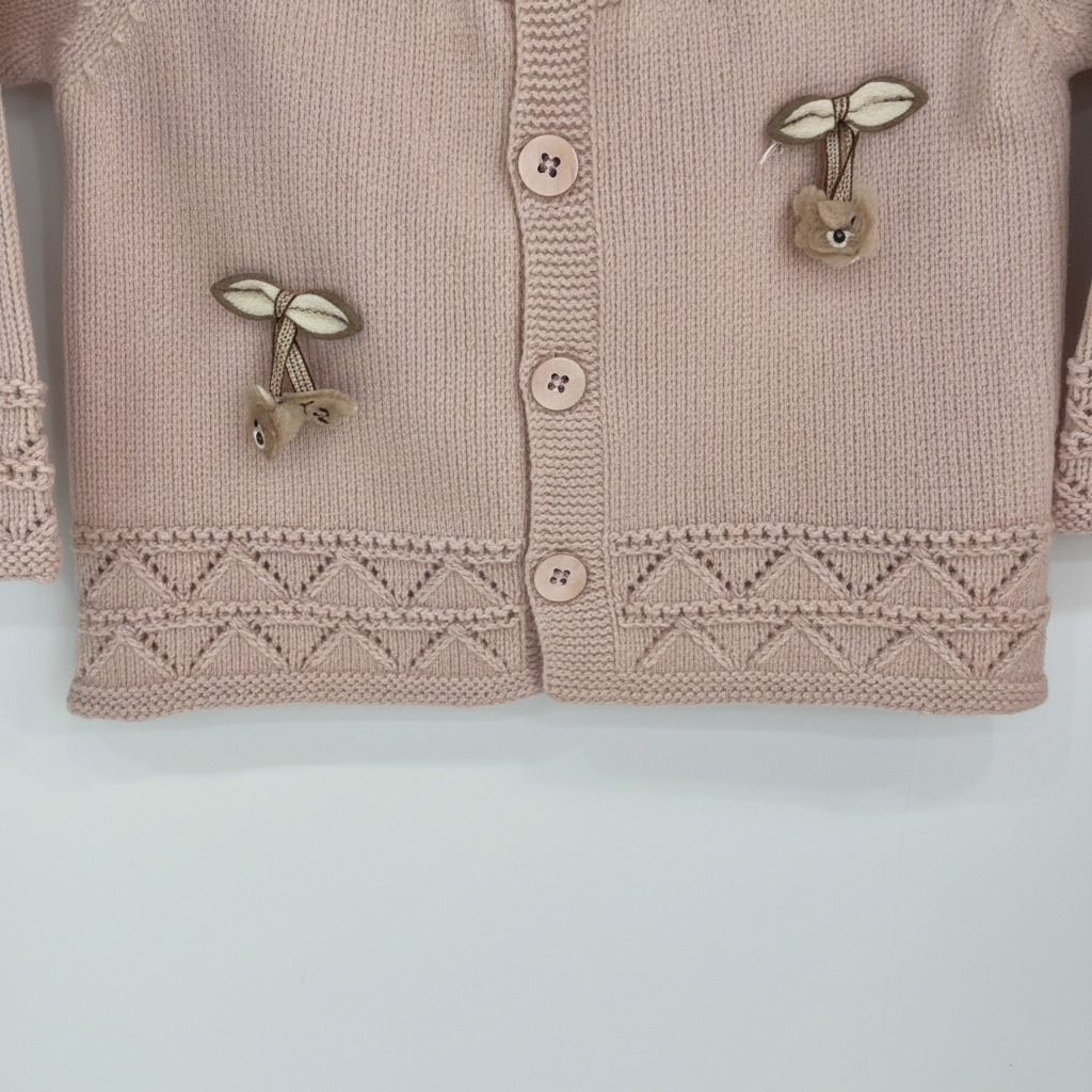 Girls Imported Blush Cable Knit Cardigan