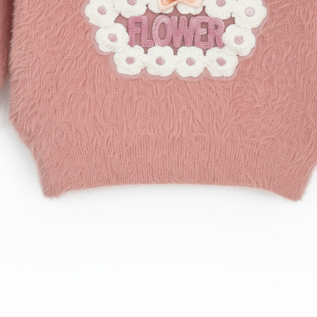 Girls Imported Pink Fuzzy Knit Sweater