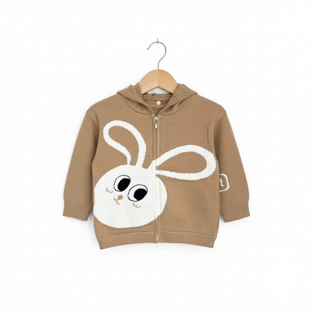 Kids Imported Bunny Knit Zip Hoodie