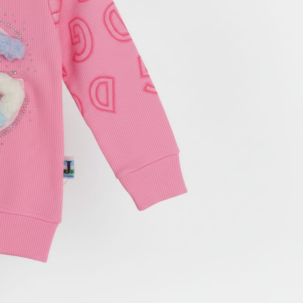 Girls Pink Sweatshirt & Pants 2‑Piece Set