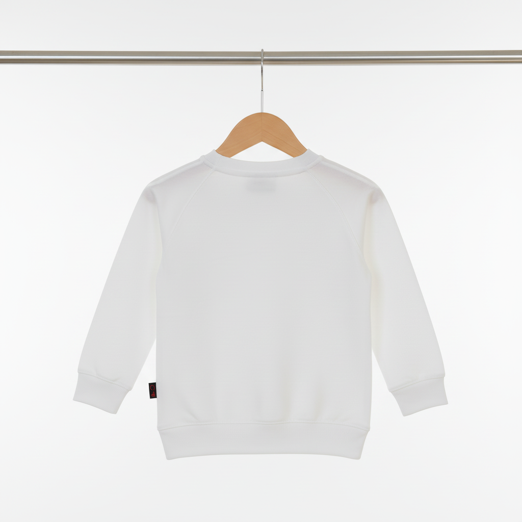 Kids White Terry Crew Sweatshirt