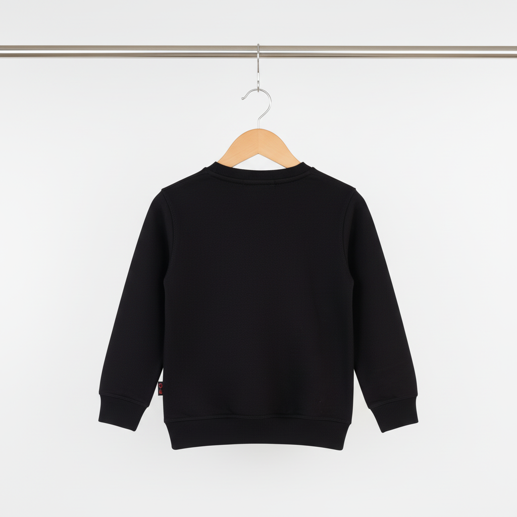 Kids Black Terry Crew Sweatshirt