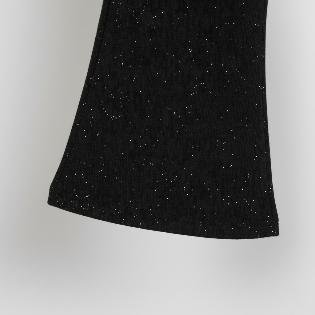 Girls 3‑Piece Glitter Layered Set – Cropped Sweatshirt