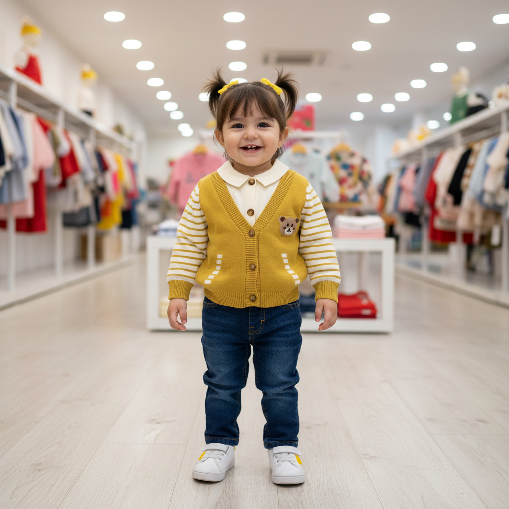 Kids Imported Collared Knit Cardigan — Layered Vest