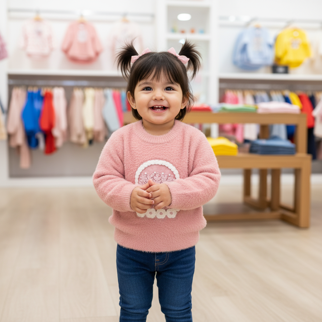 Girls Imported Pink Fuzzy Knit Sweater