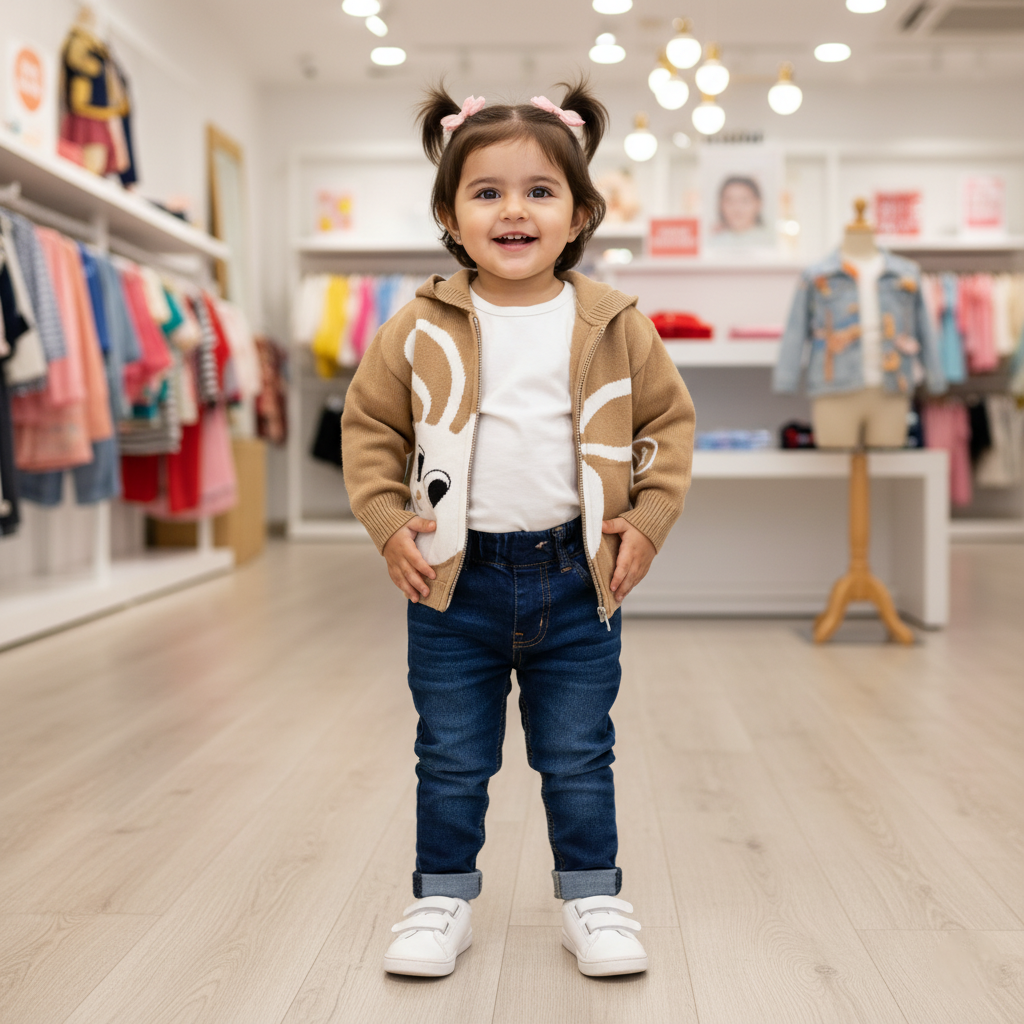 Kids Imported Bunny Knit Zip Hoodie