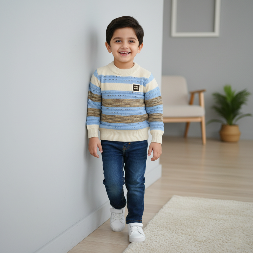 Kids Stripe Crewneck Sweater
