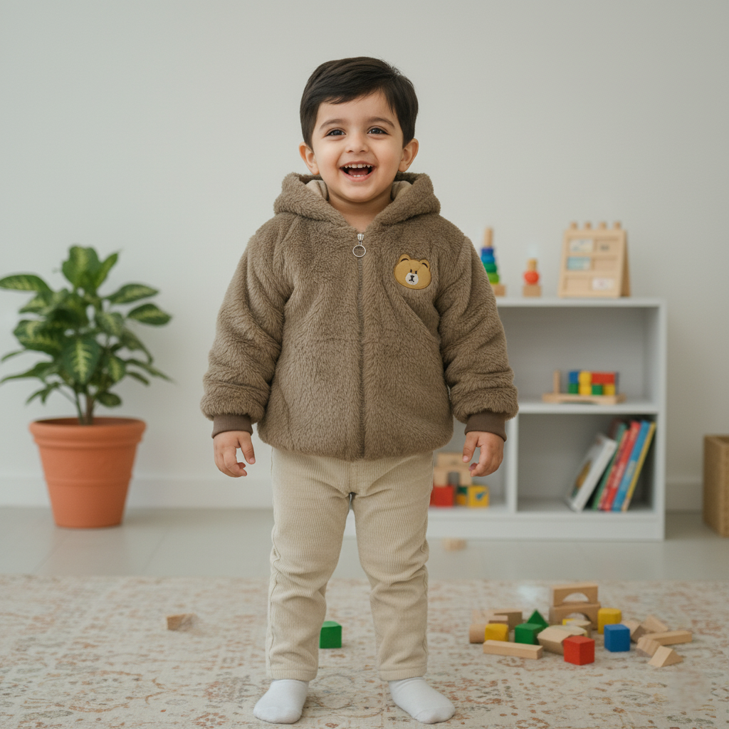 Toddler Teddy Bear Sherpa Zip-Up Hoodie