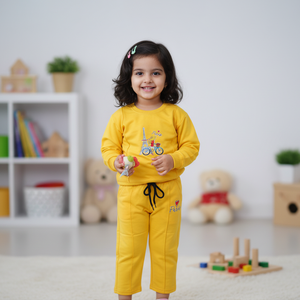 Kids Paris Graphic Yellow Tracksuit