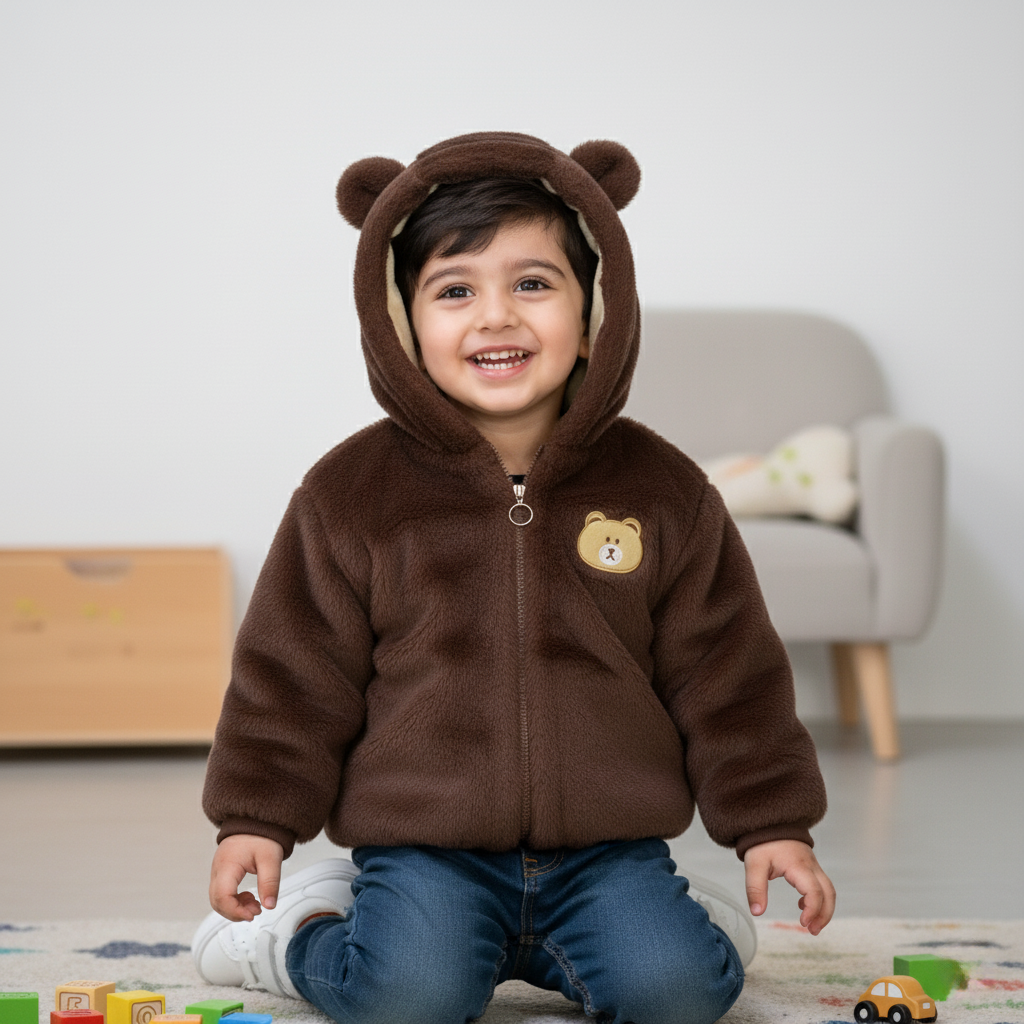 Kids Teddy Fleece Bear Hoodie